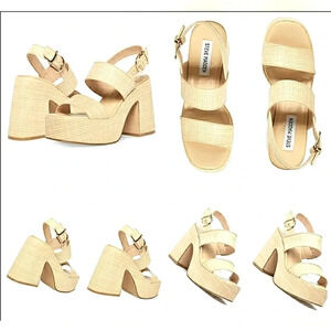 S M Boho Chic Platform 10 Raffia Straw Gypsy Festival Sandals